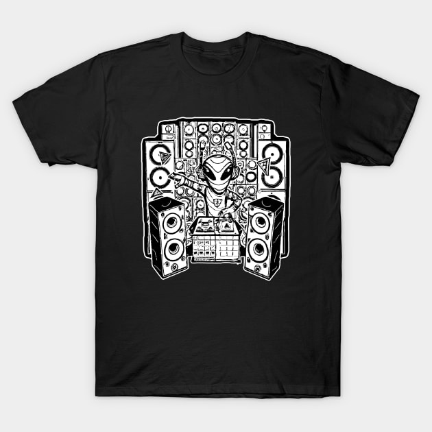 Rave Tekkno Alien DJ Turntables T-Shirt by T-Shirt Dealer